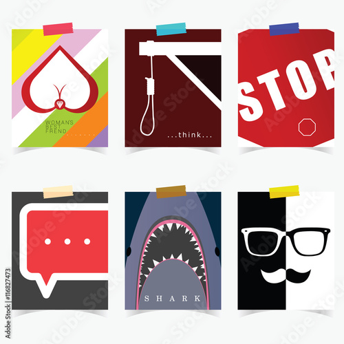 poster set in various item attractive illustration