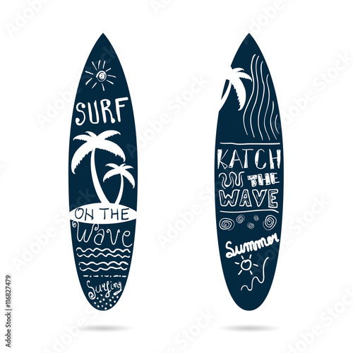 surfboard set textured in blue color illustration