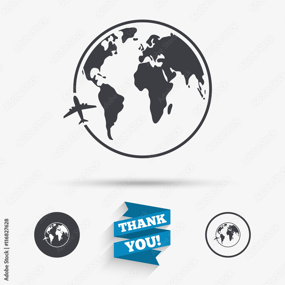 Airplane sign icon. Travel trip symbol. Airplane sign icon. Travel trip symbol.