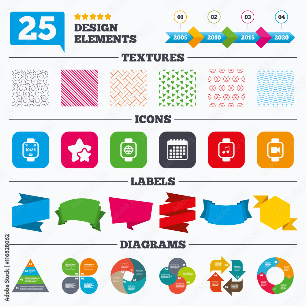 Smart watch icons. Wrist digital time clock. Smart watch icons. Wrist digital time clock.