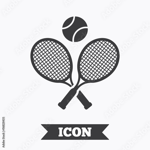 Tennis rackets with ball sign icon. Sport symbol.