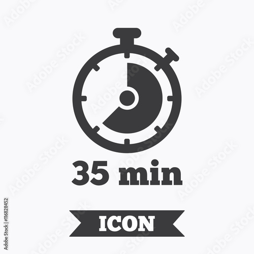 Timer sign icon. 35 minutes stopwatch symbol.