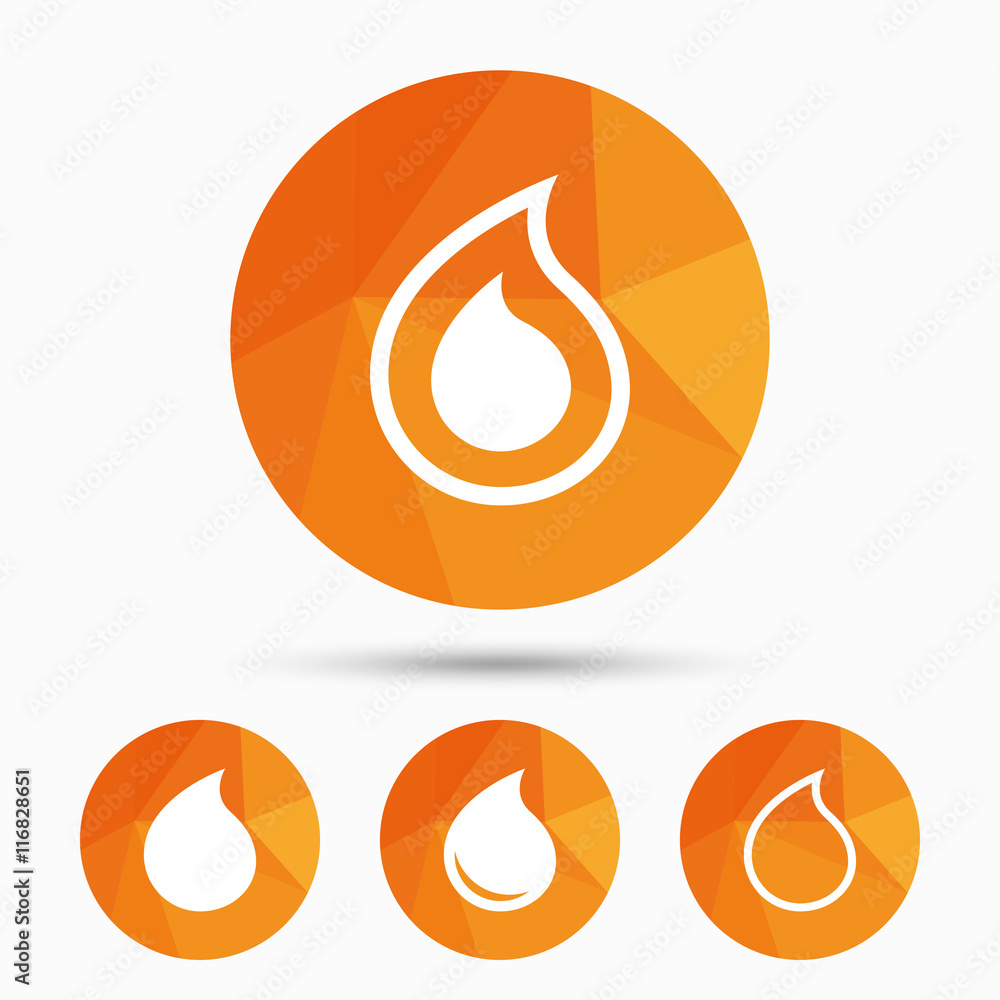 Water drop icons. Tear or Oil symbols. Water drop icons. Tear or Oil symbols.