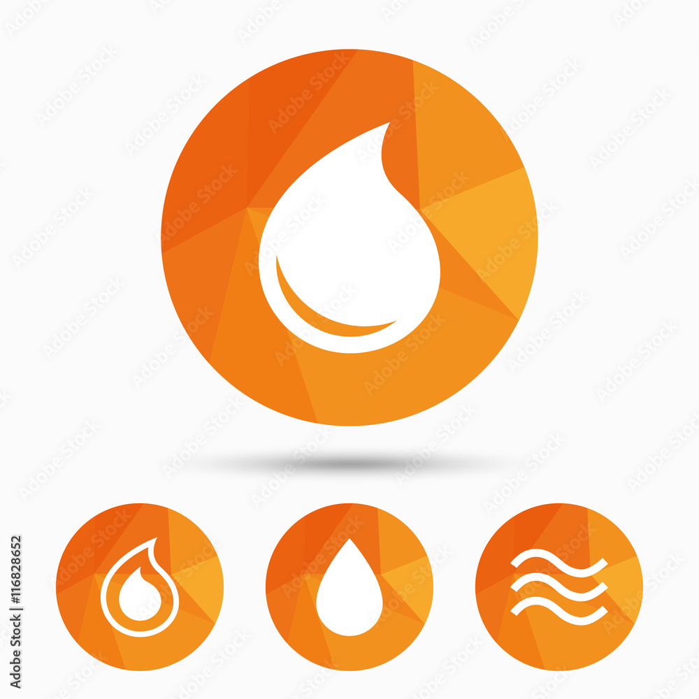 Water drop icons. Tear or Oil symbols.