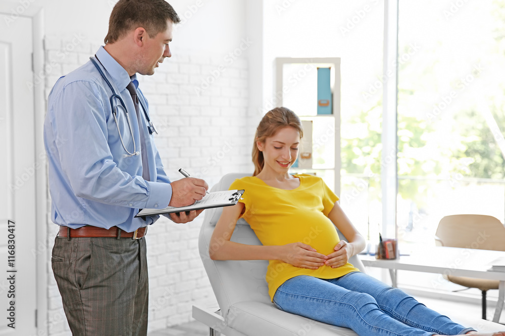 Obraz premium Pregnant young woman visiting doctor