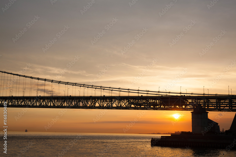 明石海峡大橋の夕景