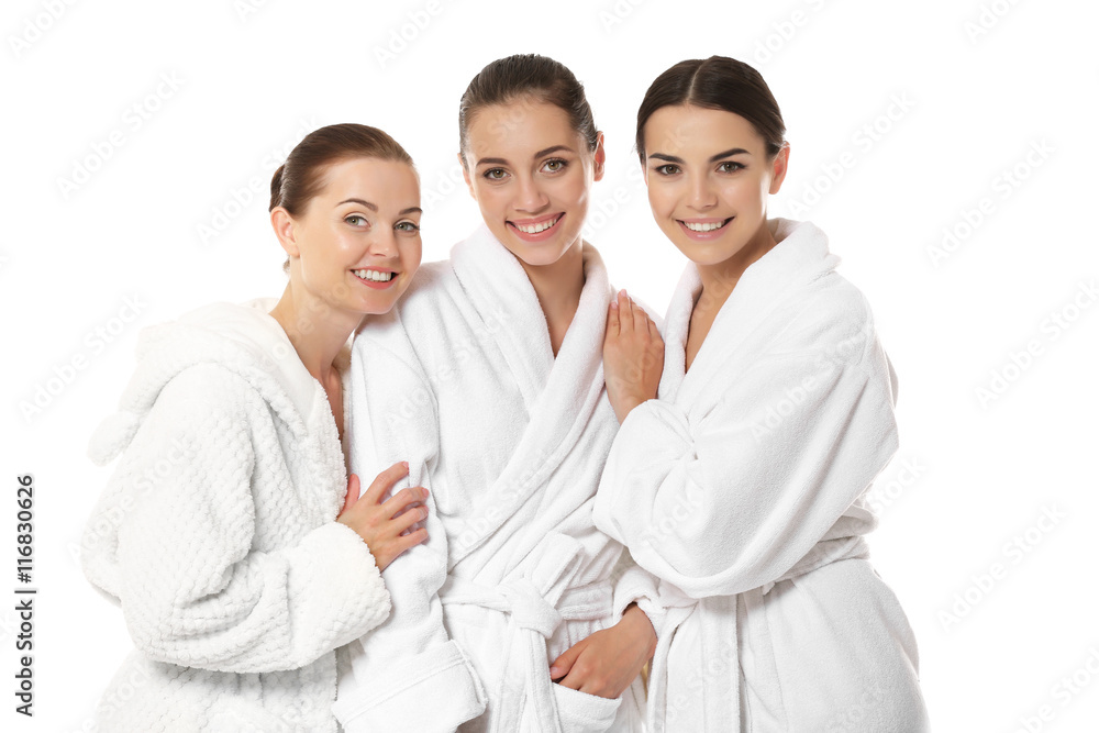 Beautiful girls, isolated on white. Spa concept Beautiful girls, isolated on white. Spa concept