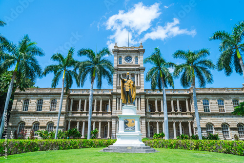The King Kamehameha statue in Honolulu may be the most photographed item in all of the state of Hawaii. photo
