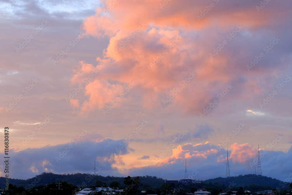 Vanilla Sky and fiery cloud over Brisbane