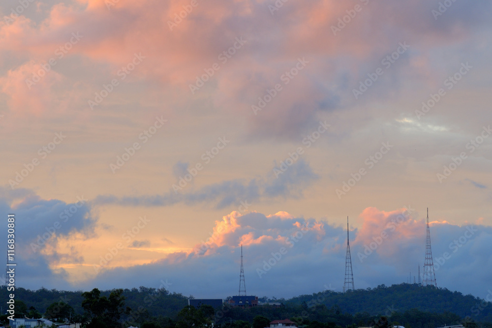 Vanilla Sky and fiery cloud over Brisbane Vanilla Sky and fiery cloud over Brisbane