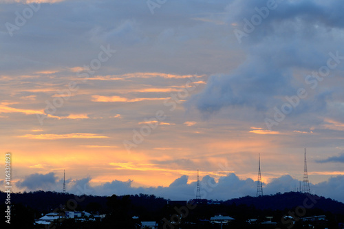 Vanilla Sky and fiery cloud over Brisbane