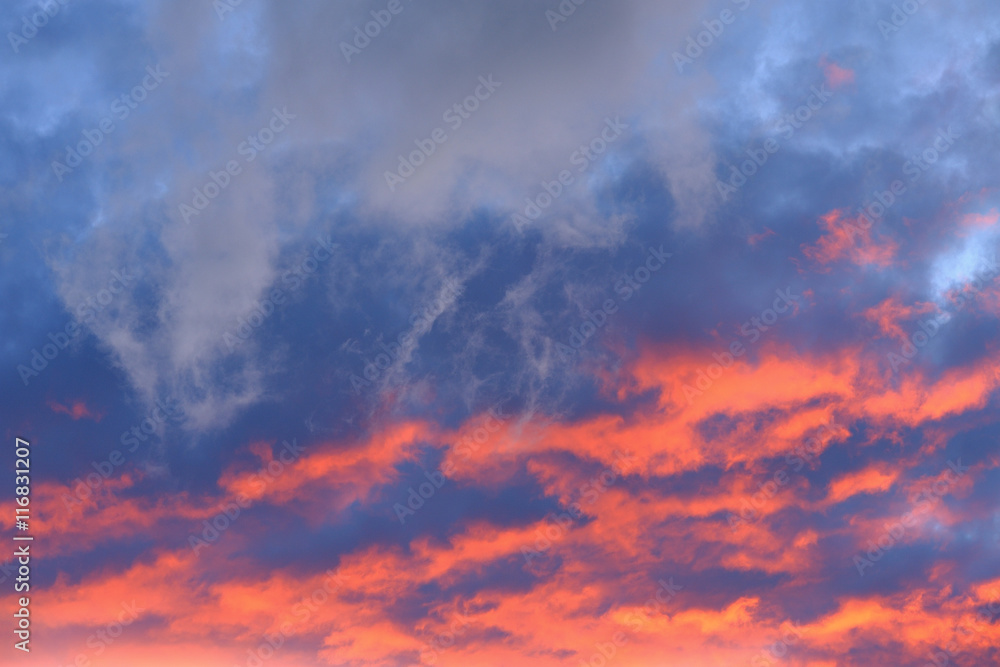 Fiery cloud at sunset