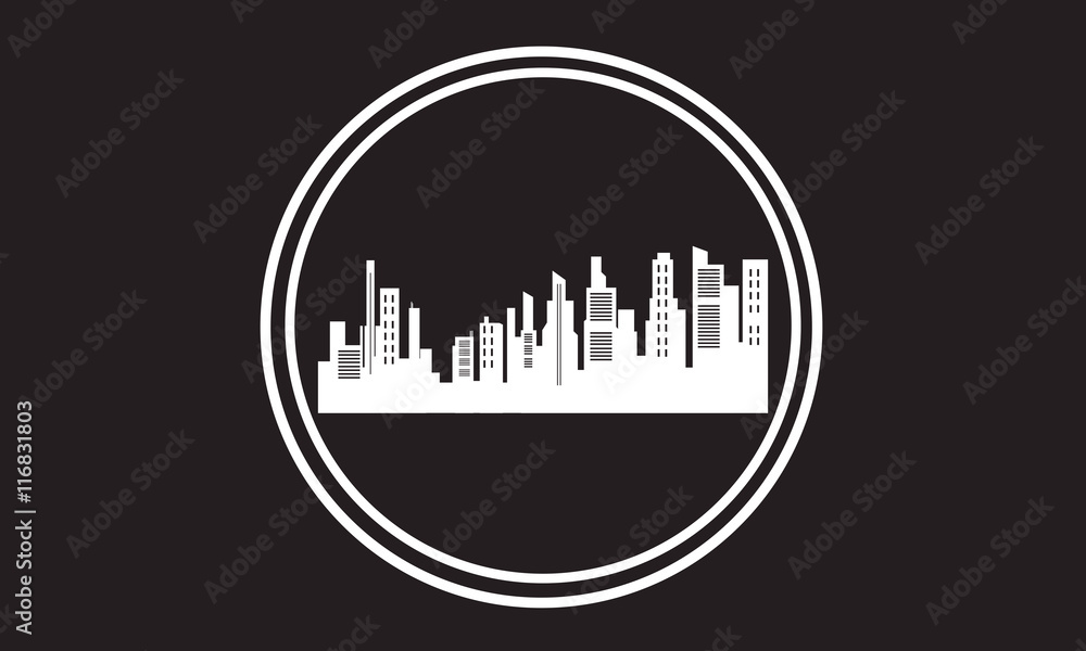 Stock city icon silhouettes Stock city icon silhouettes