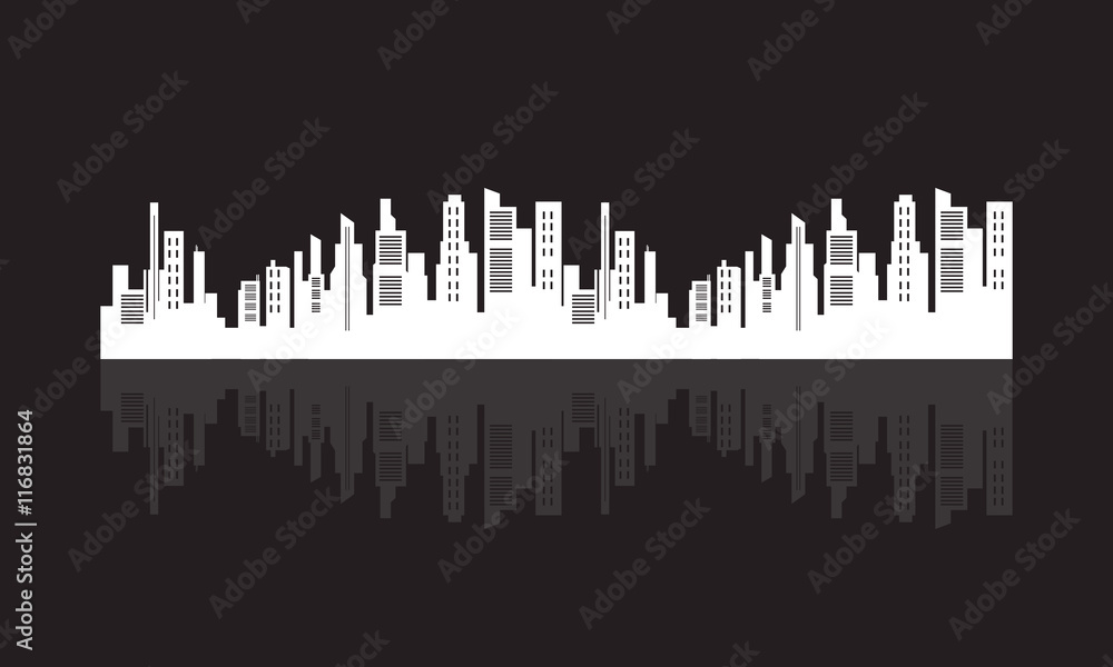 Flat silhouette city design vector