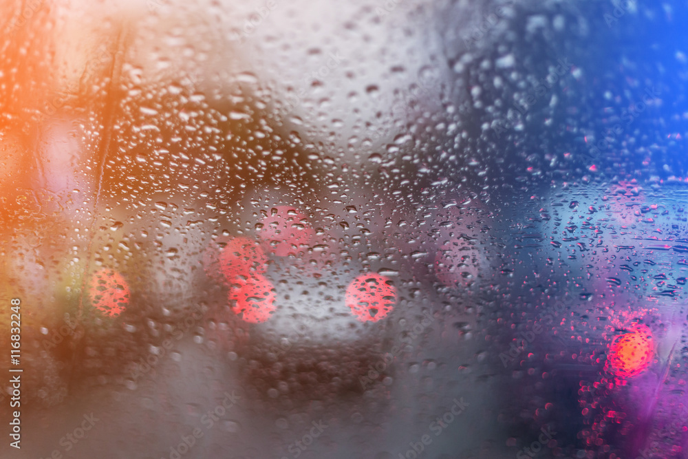 water drop on window glass car