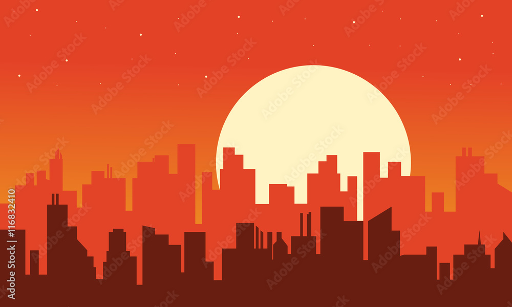 Silhouette of urban scenery at afternoon Silhouette of urban scenery at afternoon