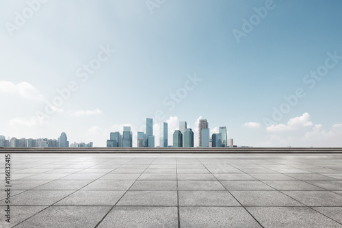 cityscape and skyline of chongqing from empty floor