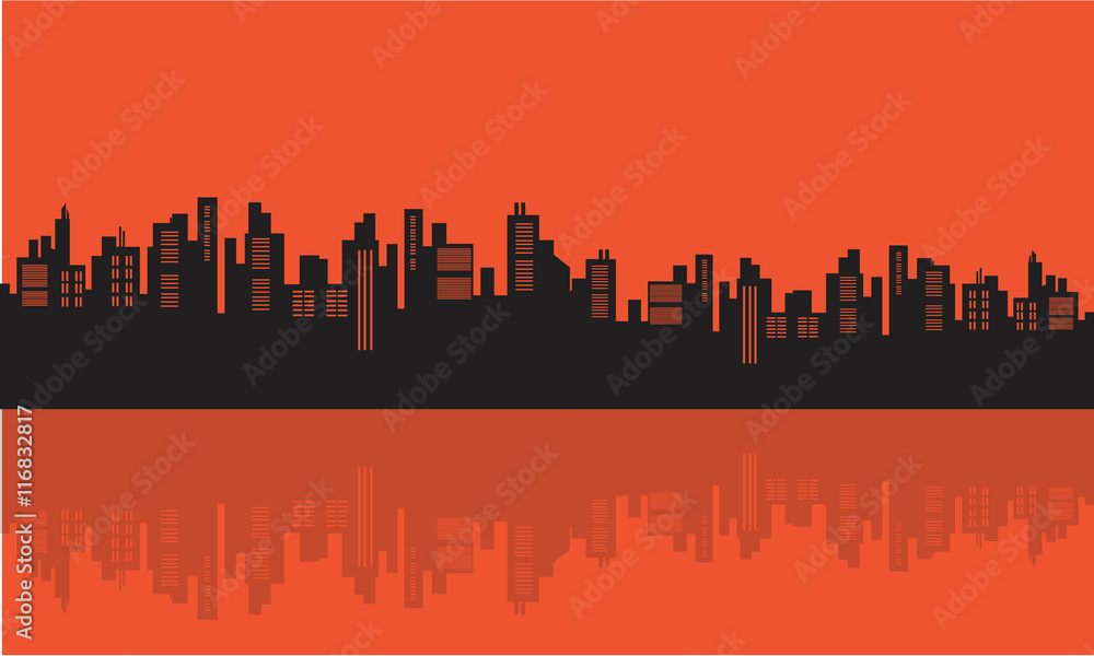 Stock vector illustration urban silhouettes