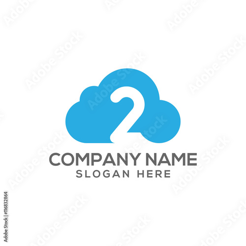 Number 2 cloud icon logo vector