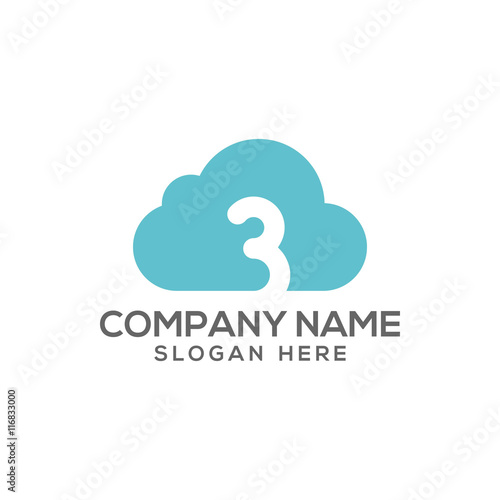 Number 3 cloud icon logo vector