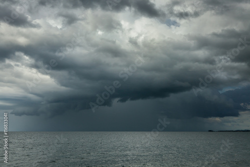 Rain storms are happening at sea.