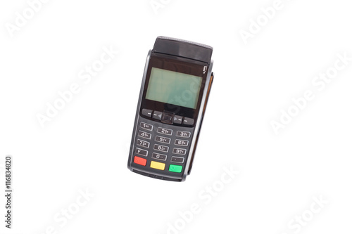 Card machine pos terminal isolated on white