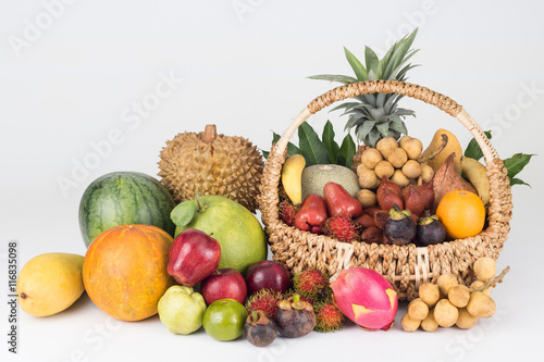 Fototapeta Naklejka Na Ścianę i Meble -  Asian Tropical fruits isolated