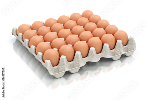 Thirty eggs in a carton package photo