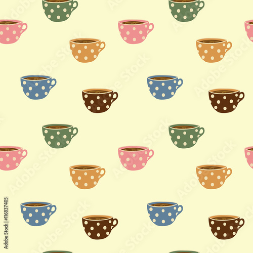 seamless pattern design colorful coffee mug cups