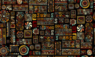 Fototapete Ethno-Muster Handgemachtes Ethno Ornament im Boho Look  © Kudryashka