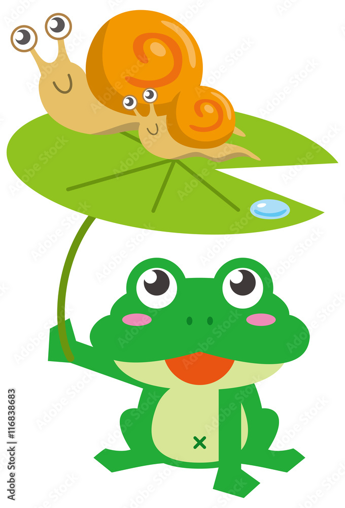 カエルとカタツムリのイメージイラスト Stock Vector Adobe Stock
