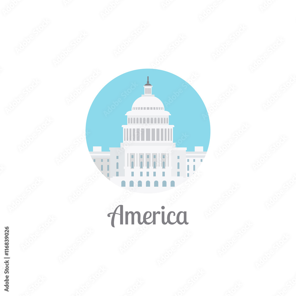 America landmark isolated round icon. Vector illustation
