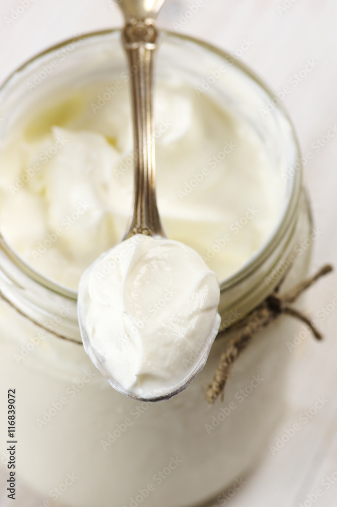 Sour cream in jar Sour cream in jar