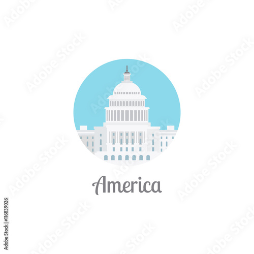 America landmark isolated round icon. Vector illustation