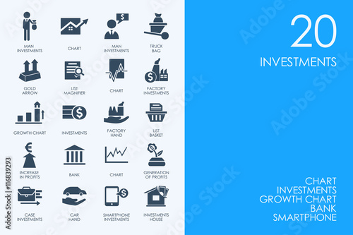 Set of BLUE HAMSTER Library investments icons