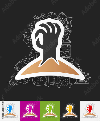 zombie paper sticker with hand drawn elements