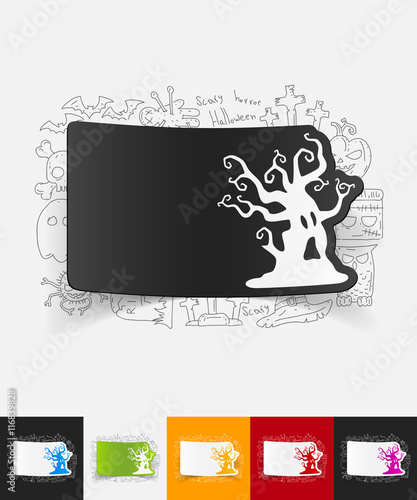 tree paper sticker with hand drawn elements