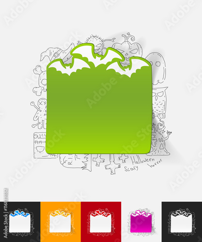 bat paper sticker with hand drawn elements