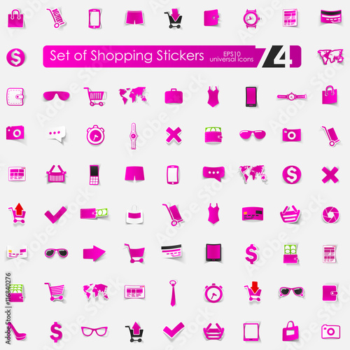 Set of shopping stickers