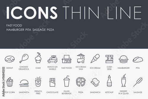 Fast Food Thin Line Icons