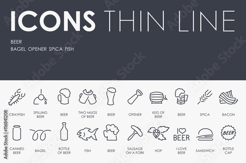 Beer Thin Line Icons