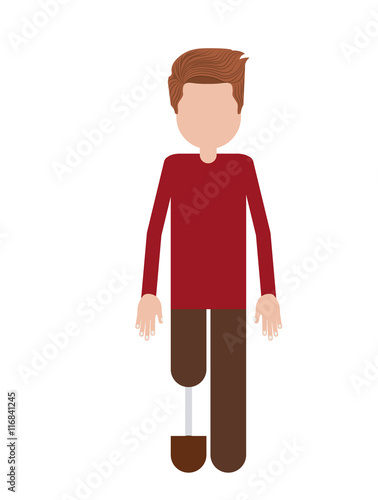 person with foot prosthesis isolated icon design, vector illustration  graphic 