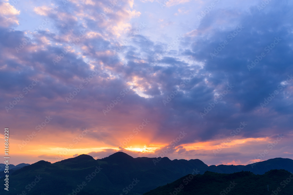 Fototapeta premium Sunset with colorful sky and clouds