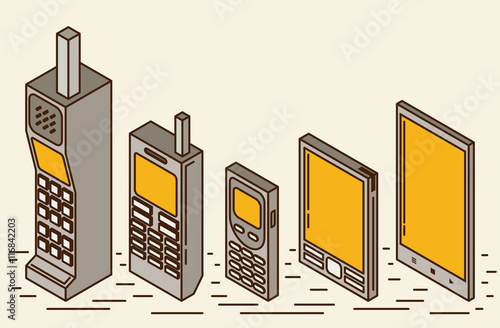 Cell phone evolution illustration