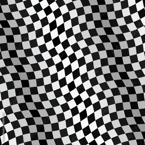 Bannière. Drapeau. Damier déformé, diagonal