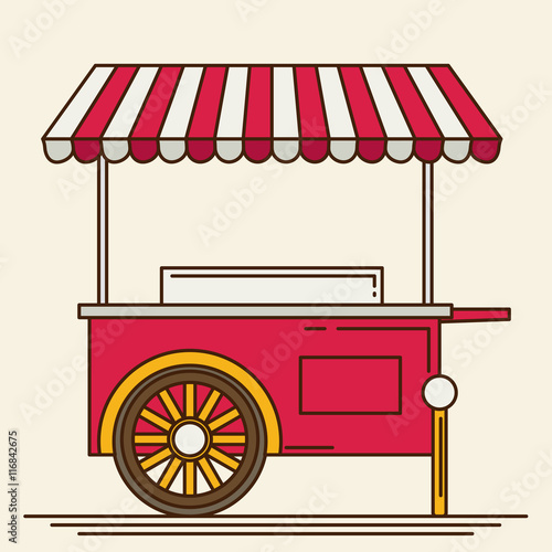 Shiny colorful ice cream cart vector illustration.