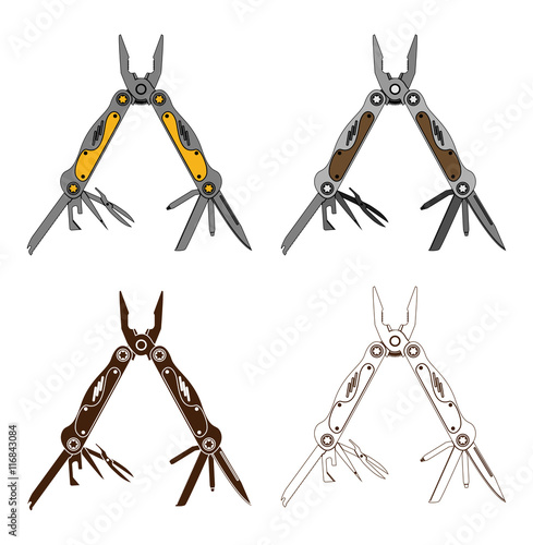 Stainless steel multifunctional pocket multi tool instrument. 