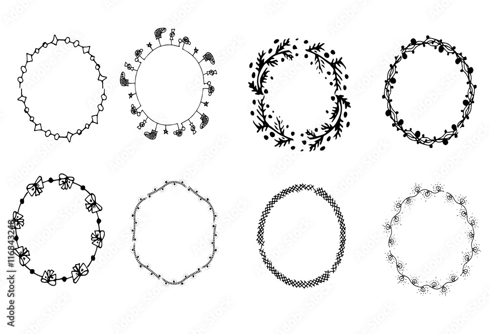 Hand drawn frames set. Doodle frames. Sketch style. Vector illustartion Hand drawn frames set. Doodle frames. Sketch style. Vector illustartion