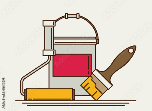 Painter instrument for painting flat brush roller paint jar