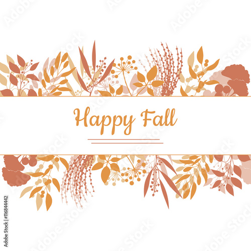 Flat design style Happy Fall card template